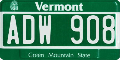 VT license plate ADW908