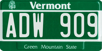 VT license plate ADW909