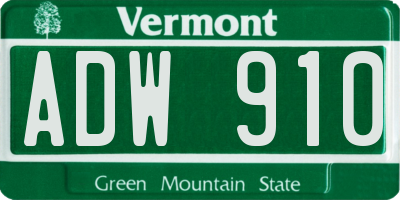 VT license plate ADW910