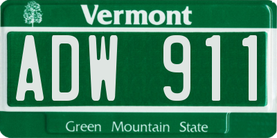 VT license plate ADW911