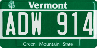 VT license plate ADW914