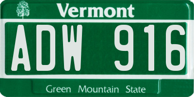 VT license plate ADW916