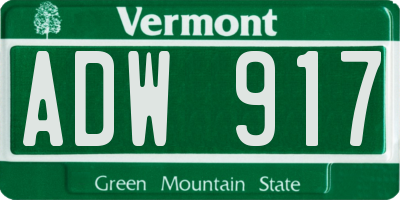 VT license plate ADW917