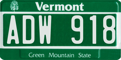 VT license plate ADW918