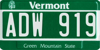 VT license plate ADW919