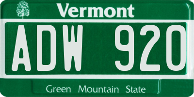 VT license plate ADW920