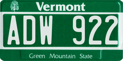 VT license plate ADW922