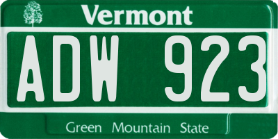 VT license plate ADW923