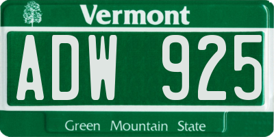 VT license plate ADW925