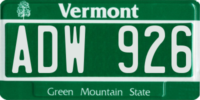 VT license plate ADW926