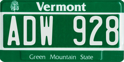 VT license plate ADW928