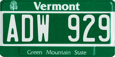 VT license plate ADW929