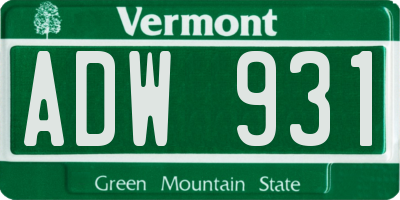 VT license plate ADW931