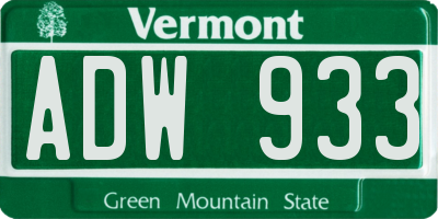 VT license plate ADW933