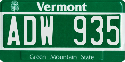 VT license plate ADW935