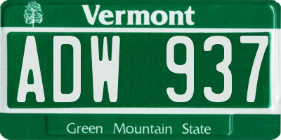 VT license plate ADW937