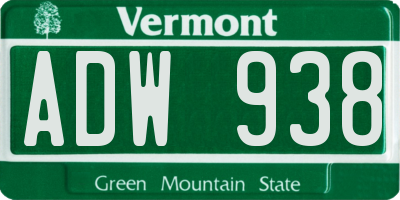 VT license plate ADW938