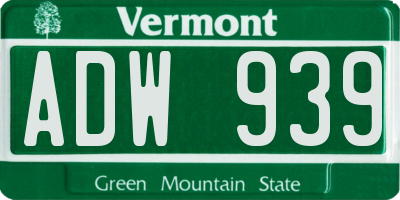 VT license plate ADW939