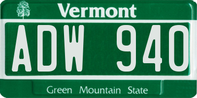 VT license plate ADW940