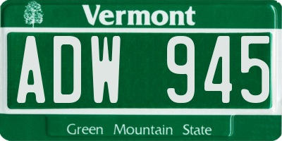 VT license plate ADW945