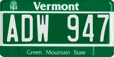 VT license plate ADW947