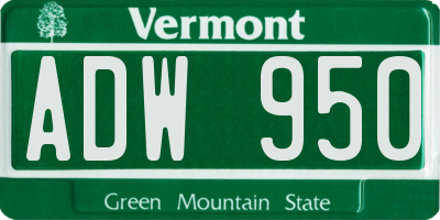 VT license plate ADW950