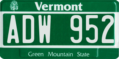 VT license plate ADW952