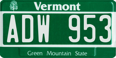 VT license plate ADW953