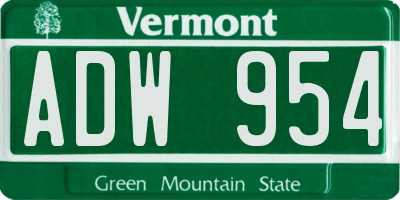 VT license plate ADW954