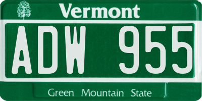 VT license plate ADW955