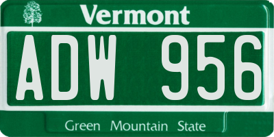 VT license plate ADW956