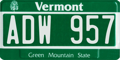 VT license plate ADW957