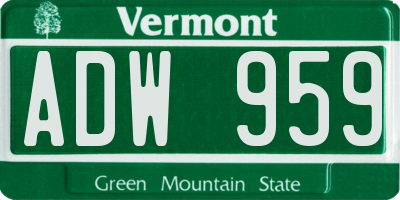 VT license plate ADW959