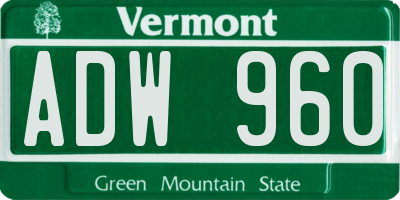 VT license plate ADW960