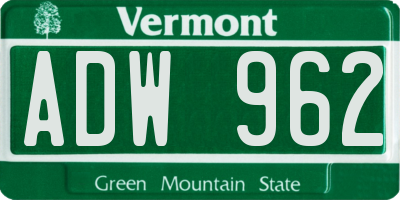 VT license plate ADW962