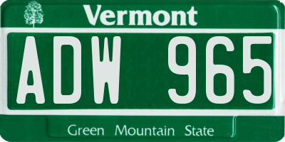 VT license plate ADW965