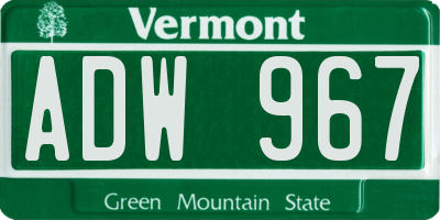 VT license plate ADW967