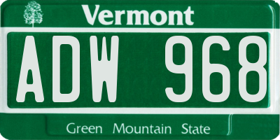 VT license plate ADW968