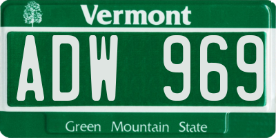 VT license plate ADW969