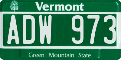 VT license plate ADW973