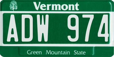 VT license plate ADW974