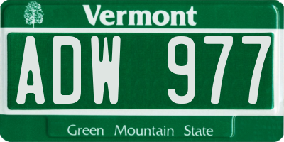 VT license plate ADW977