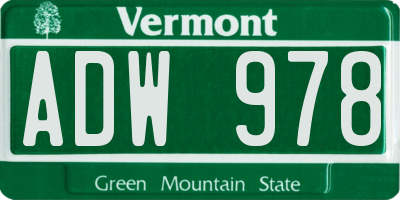 VT license plate ADW978