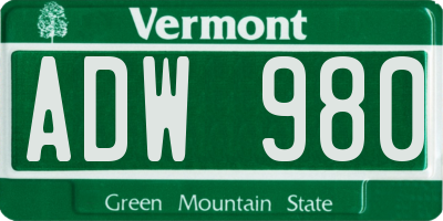 VT license plate ADW980