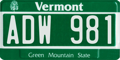 VT license plate ADW981