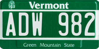 VT license plate ADW982