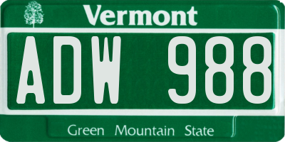 VT license plate ADW988