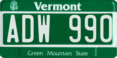 VT license plate ADW990