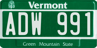 VT license plate ADW991