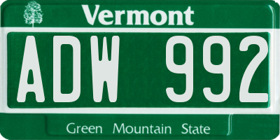 VT license plate ADW992